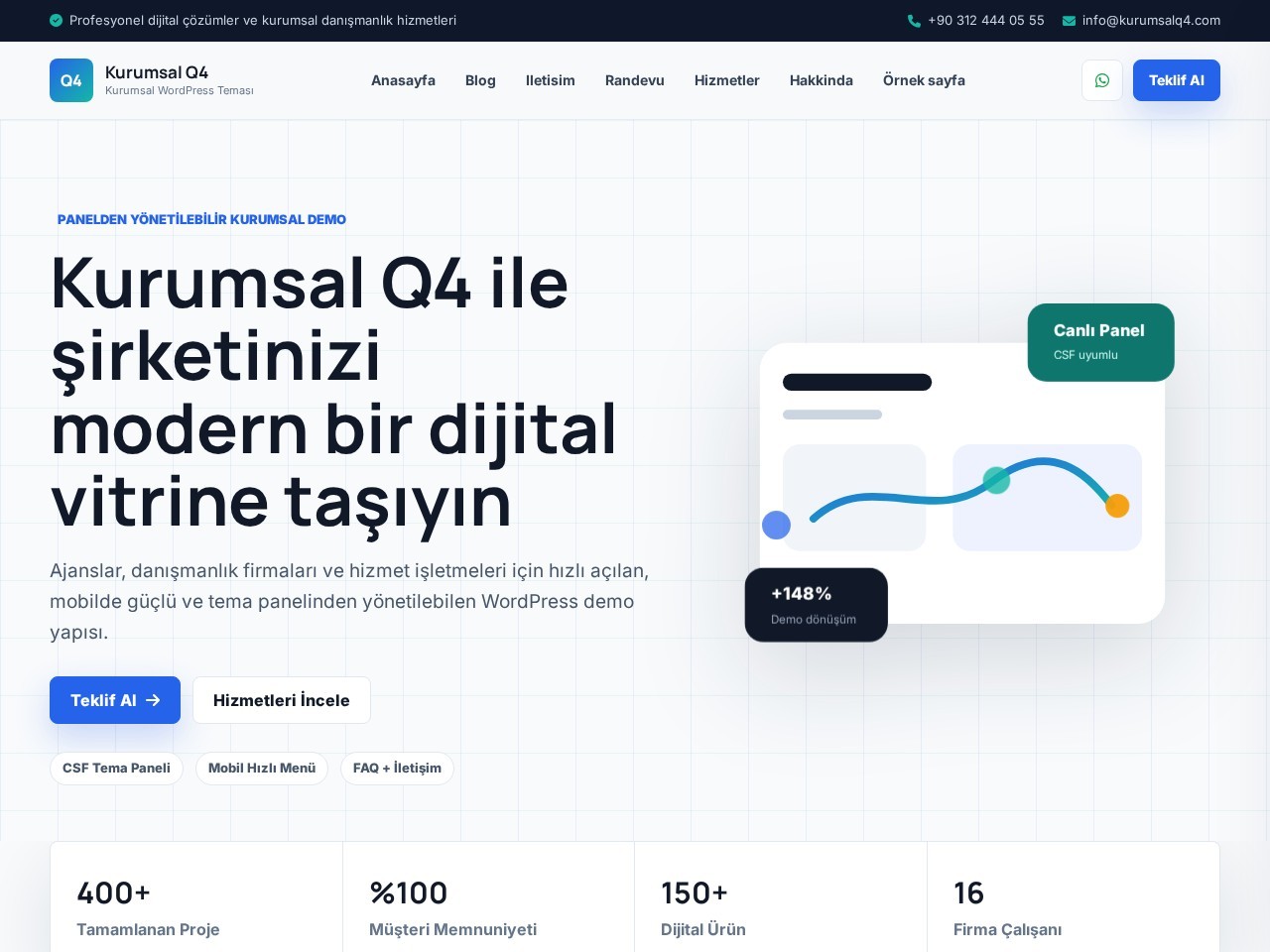 Kurumsal Q4 WordPress Teması