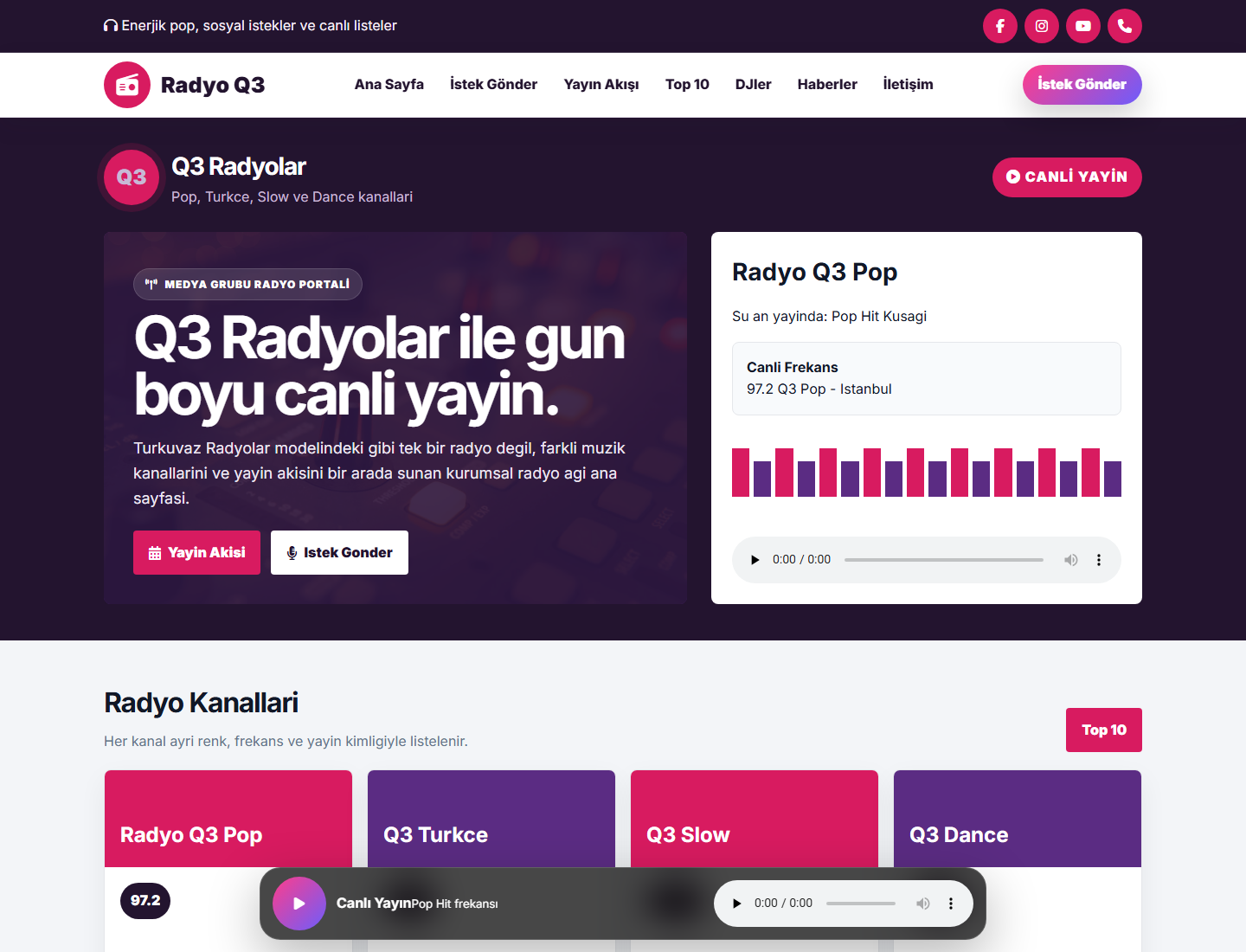 Radyo Q3 WordPress Teması