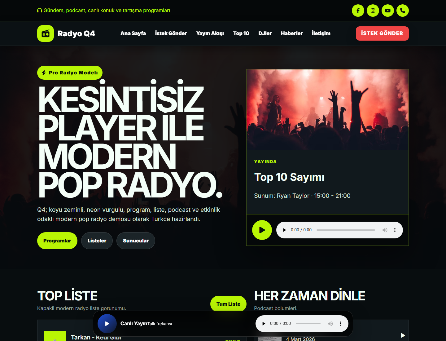 Radyo Q4 WordPress Teması